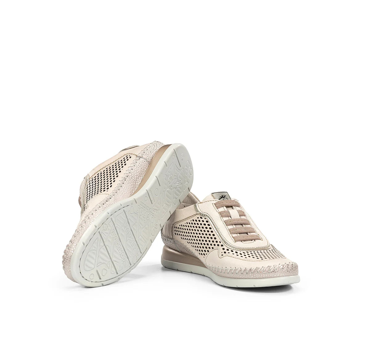 ZAPATO FLUCHOS MUJER COLOR BLANCO ROTO CON ELASTICOS METALIZADOS FLUCHOS SELLA F2143 RAW