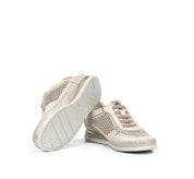 ZAPATO FLUCHOS MUJER COLOR BLANCO ROTO CON ELASTICOS METALIZADOS FLUCHOS SELLA F2143 RAW