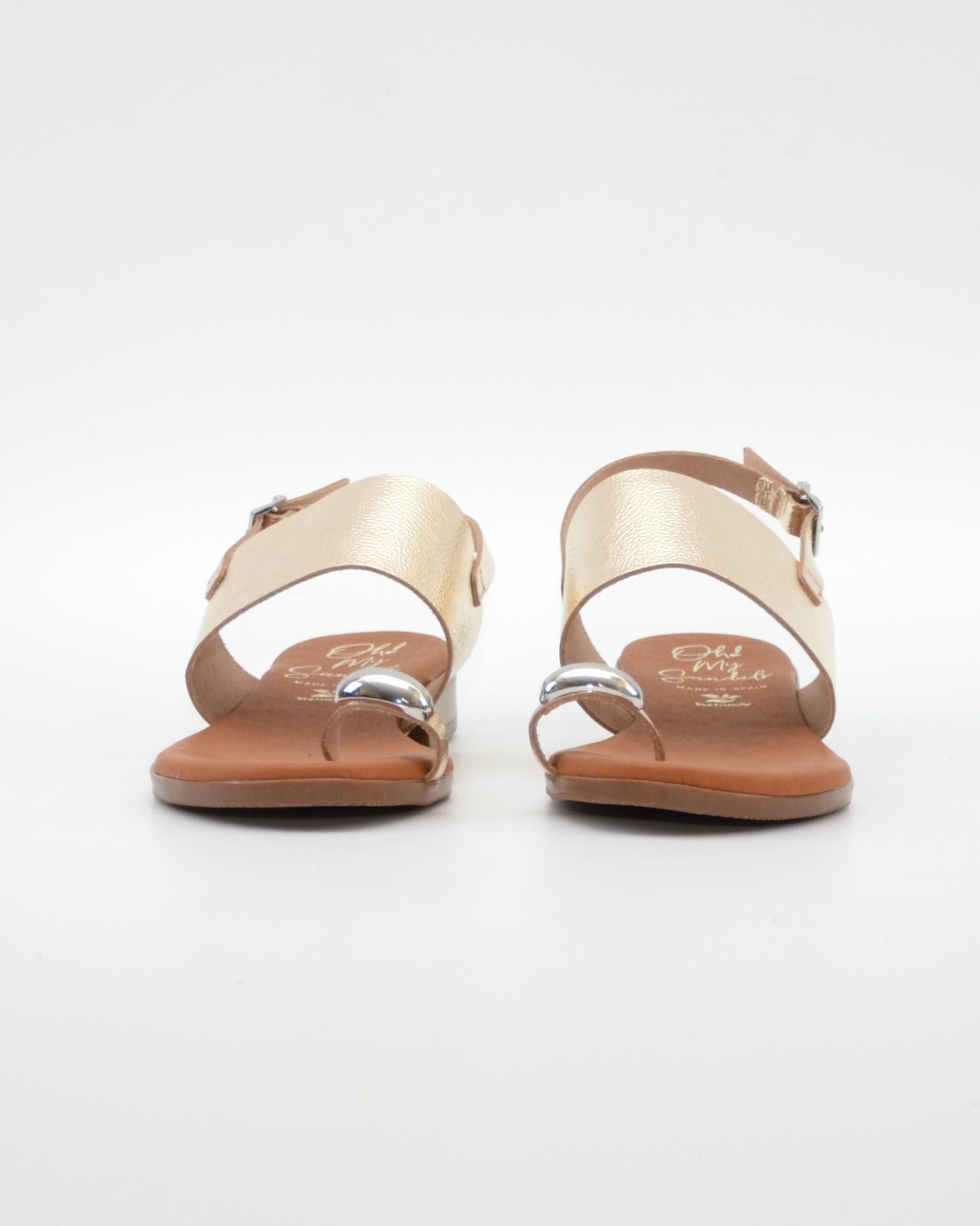 SANDALIA PLANA MUJER DEDO EN COLOR DORADO PLANTA DE GEL OH MY SANDALS 5862