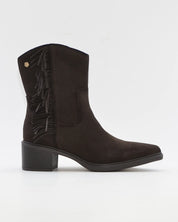 BOTIN MUJER COWBOY SERRAJE MARRÓN CHOCOLATE CON FLECOS CARMELA 164252