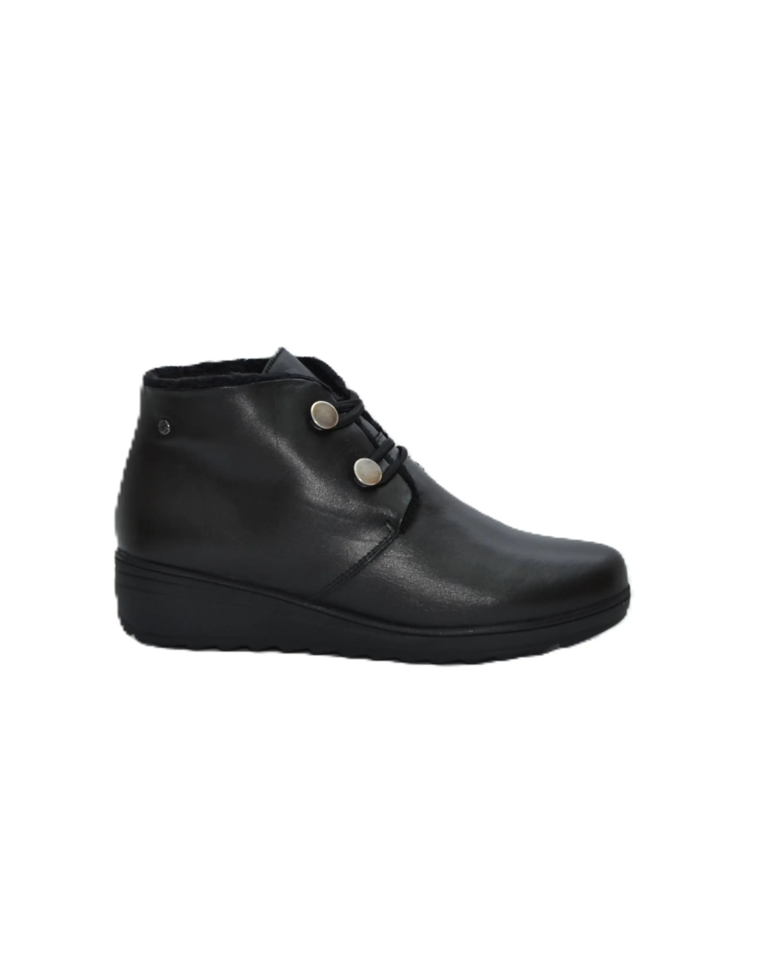 BOTINES DE MUJER CON CUÑA Y CIERRE DE ELASTICOS COLOR NEGRO