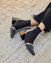 BOTIN PLANO LICRA NEGRO PLATA A3448