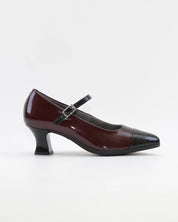ZAPATO SALON MUJER CON PULSERA CHAROL BURDEOS Y NEGRO PITILLOS 11683