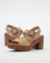 SANDALIA MUJER PLATAFORMA COLOR BEIGE CON HEBILLA KAOLA 930