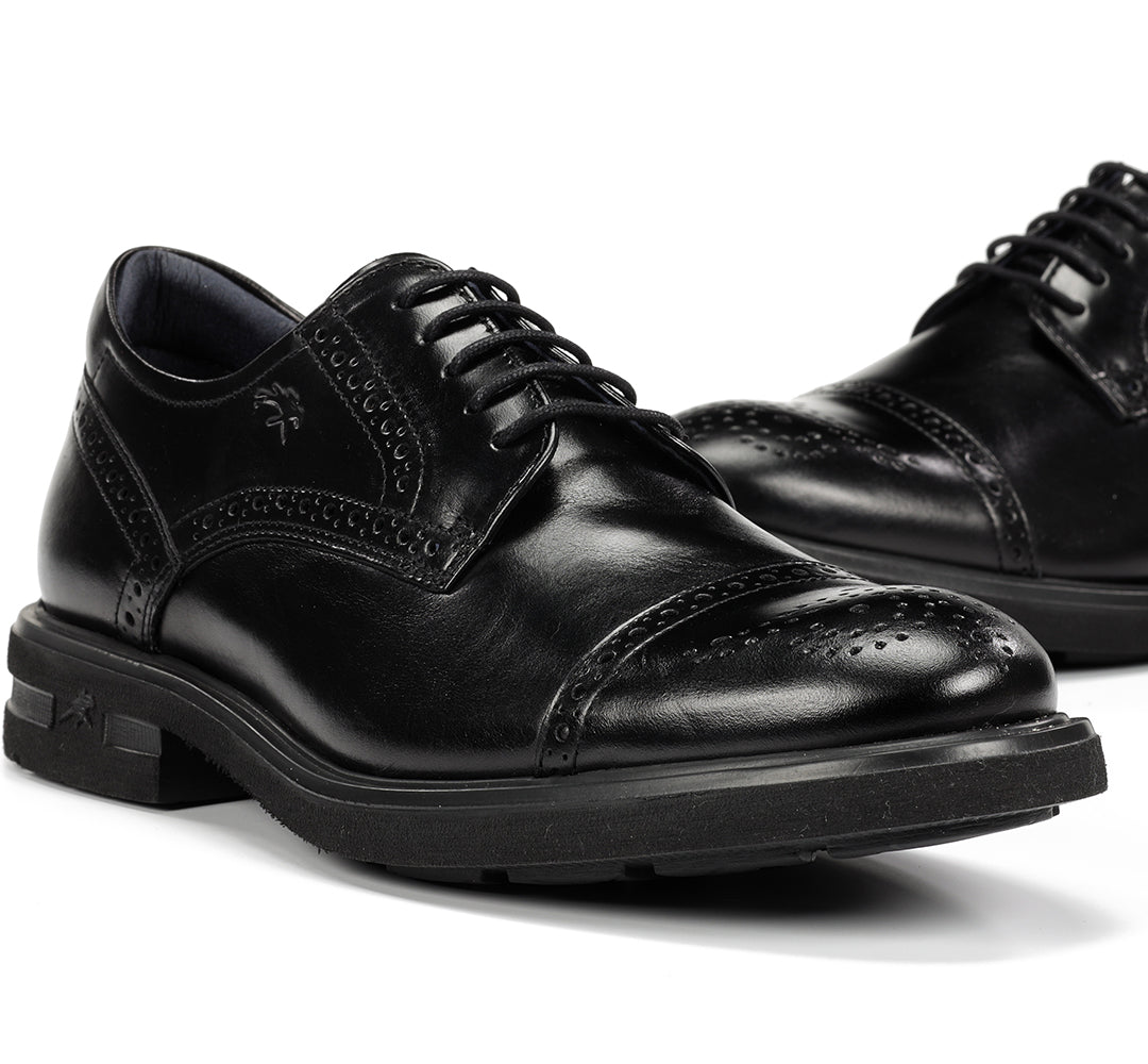 ZAPATO CORDON PICADO NEGRO F0629 BELGAS