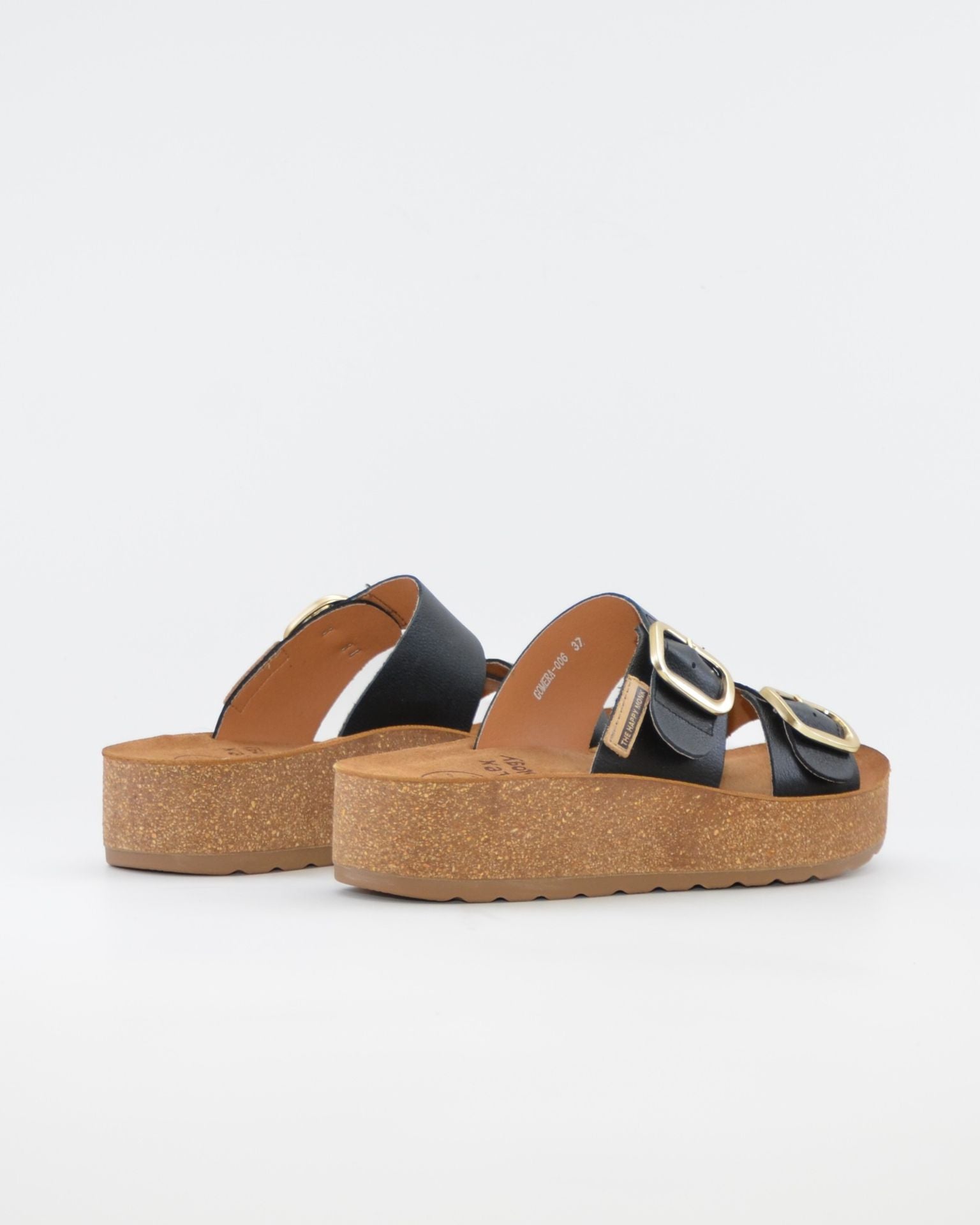 SANDALIA BIO PLATAFORMA PIEL COLOR NEGRO HAPPY MONK GOMERA 006