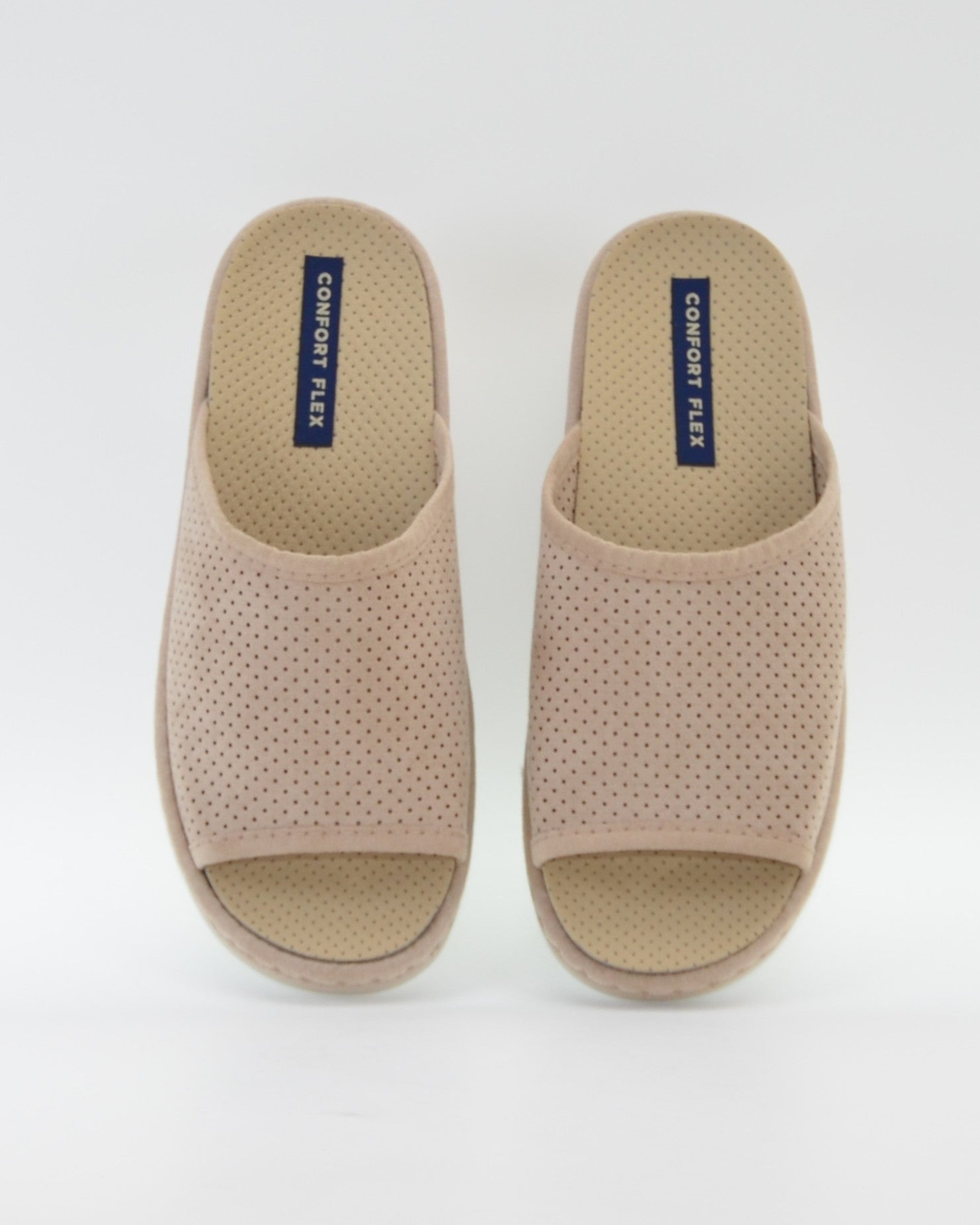 ZAPATILLAS DE CASA MUJER ABIERTA CON CUÑA COLOR BEIGE ANCHO ESPECIAL  PLANTILLA EXTRAIBLE