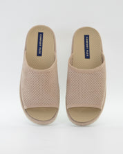 ZAPATILLAS DE CASA MUJER ABIERTA CON CUÑA COLOR BEIGE ANCHO ESPECIAL  PLANTILLA EXTRAIBLE