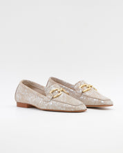 ZAPATO MOCASIN MUJER PLANO ESTAMPADO TAUPE CAYETANO 17186