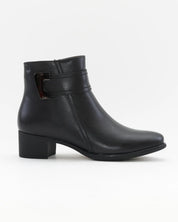 BOTIN MUJER TACON BAJO COLOR NEGRO ADORNO METALICO Y CREMALLERA TREINTAS 4619