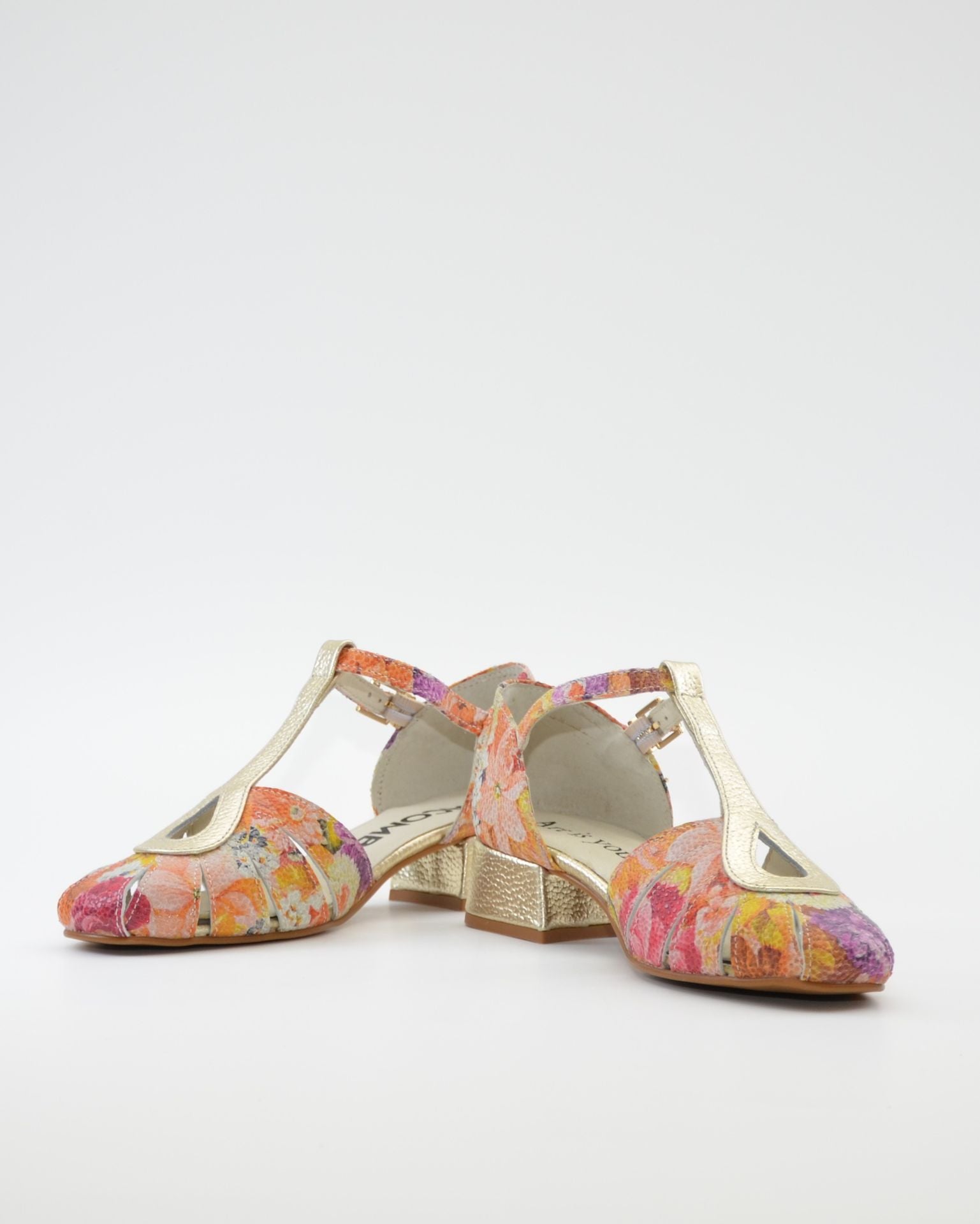 SANDALIA CANGREJERA MUJER FLORES COMBY ORO MULTI LACOMBA SUNFLOWERS