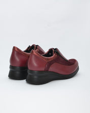 ZAPATO MUJER CUÑA BURDEOS ELÁSTICO Y CREMALLERA 8099 CONFORT CLASS