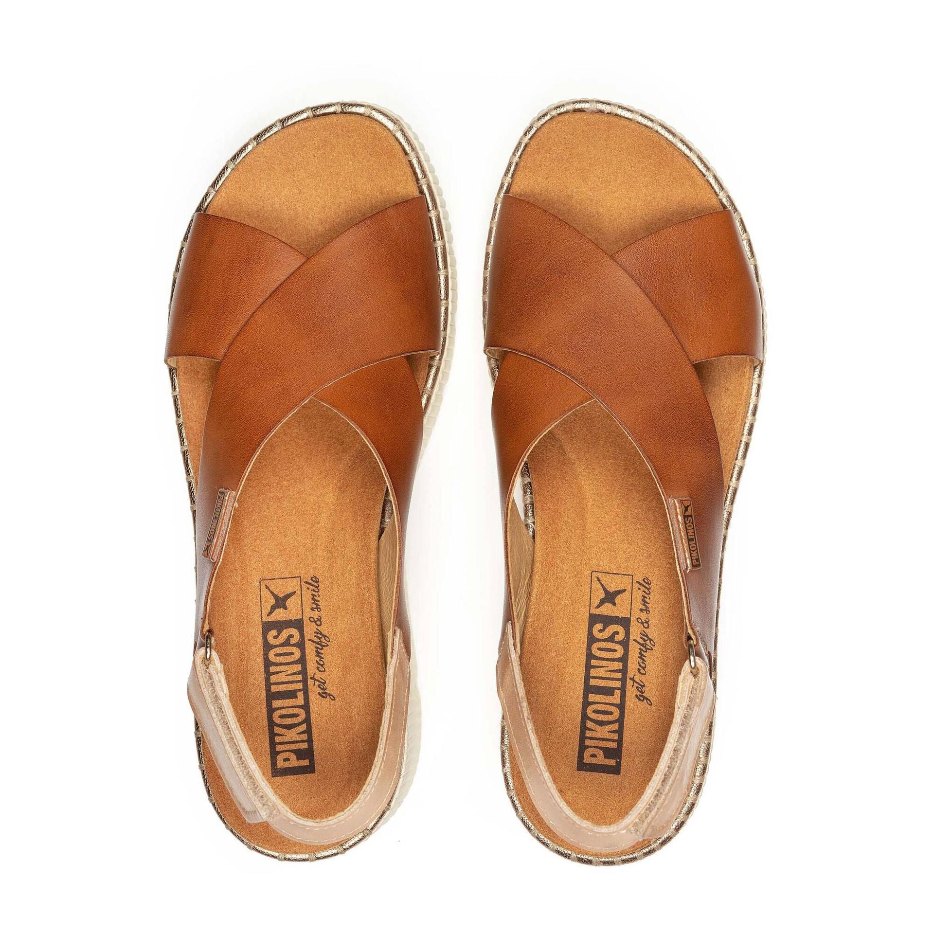 SANDALIA MUJER TIRAS CRUZADAS COLOR BRANDY PIKOLINOS W0K-0606C1
