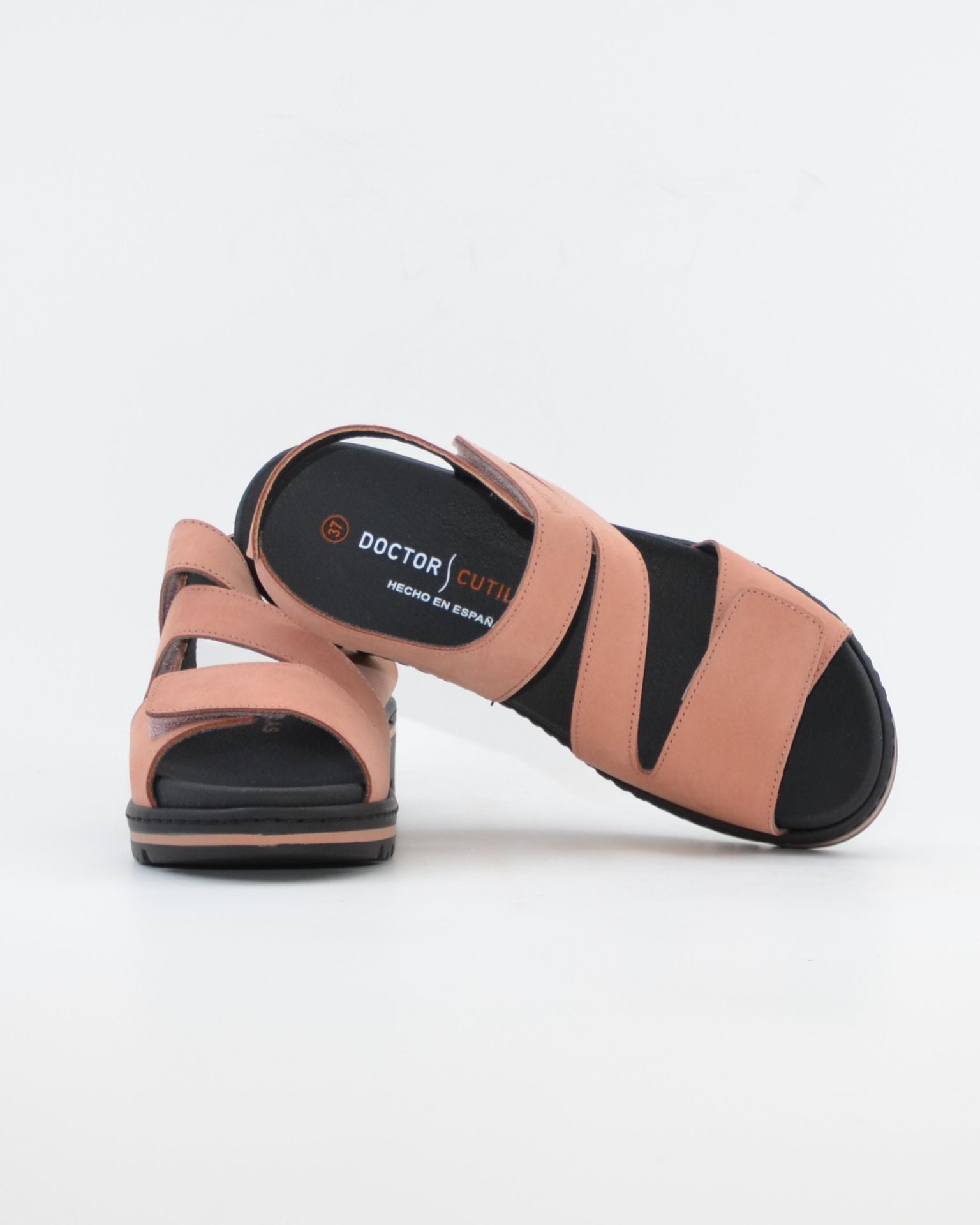 SANDALIA TRES VELCROS PLANTILLA EXTRAIBLE COLOR SALMON ANCHO ESPEIAL