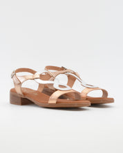 SANDALIA MUJER TACON BAJO PLANTA DE GEL OH MY SANDALS 5893 CAVA COMBI