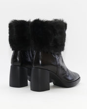 BOTIN TACON MUJER PIEL COCO COLOR NEGRO CON PELO WONDERS L-1605 MISOURI
