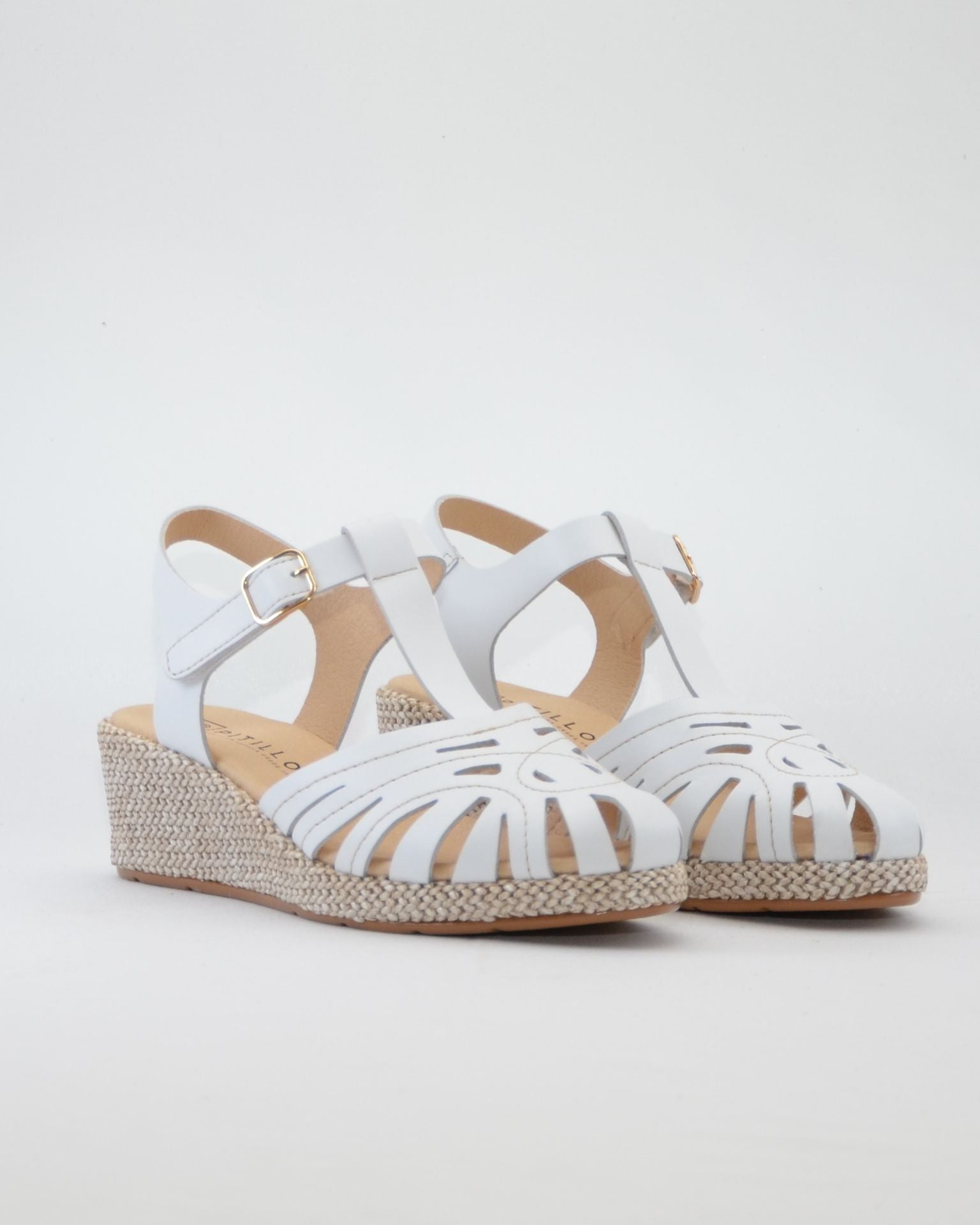 SANDALIA CANGREJERA MUJER CUÑA COLOR BLANCO PITILLOS 11301