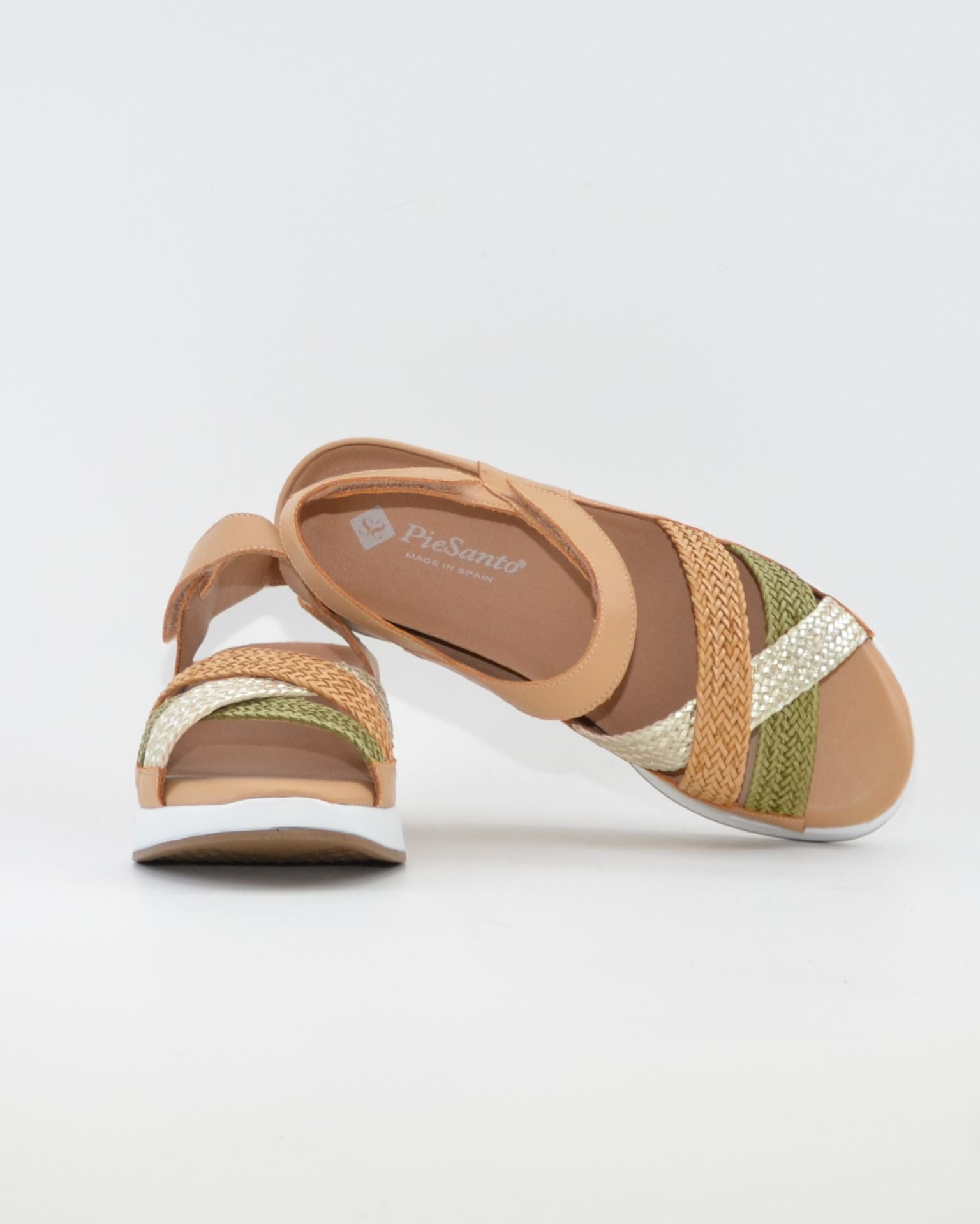 SANDALIA TRENZADA PLANTILLA EXTRAIBLE MUJER ANCHO ESPECIAL MULTI MIEL PIE SANTO 260429
