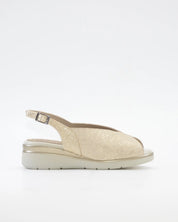 SANDALIA CUÑA BAJA MUJER ANCHO ESPECIAL PITILLOS 11044 ORO