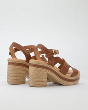 SANDALIA MUJER TACON Y PLATAFORMA COLOR CUERO PITILLOS 30211