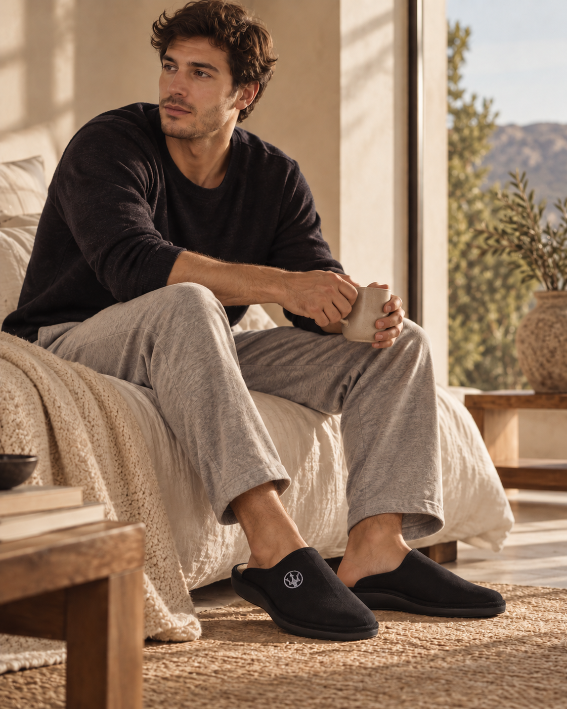 ZAPATILLAS DE CASA HOMBRE SALVI 09D-244 LONDON NEGRO TRIDENTE