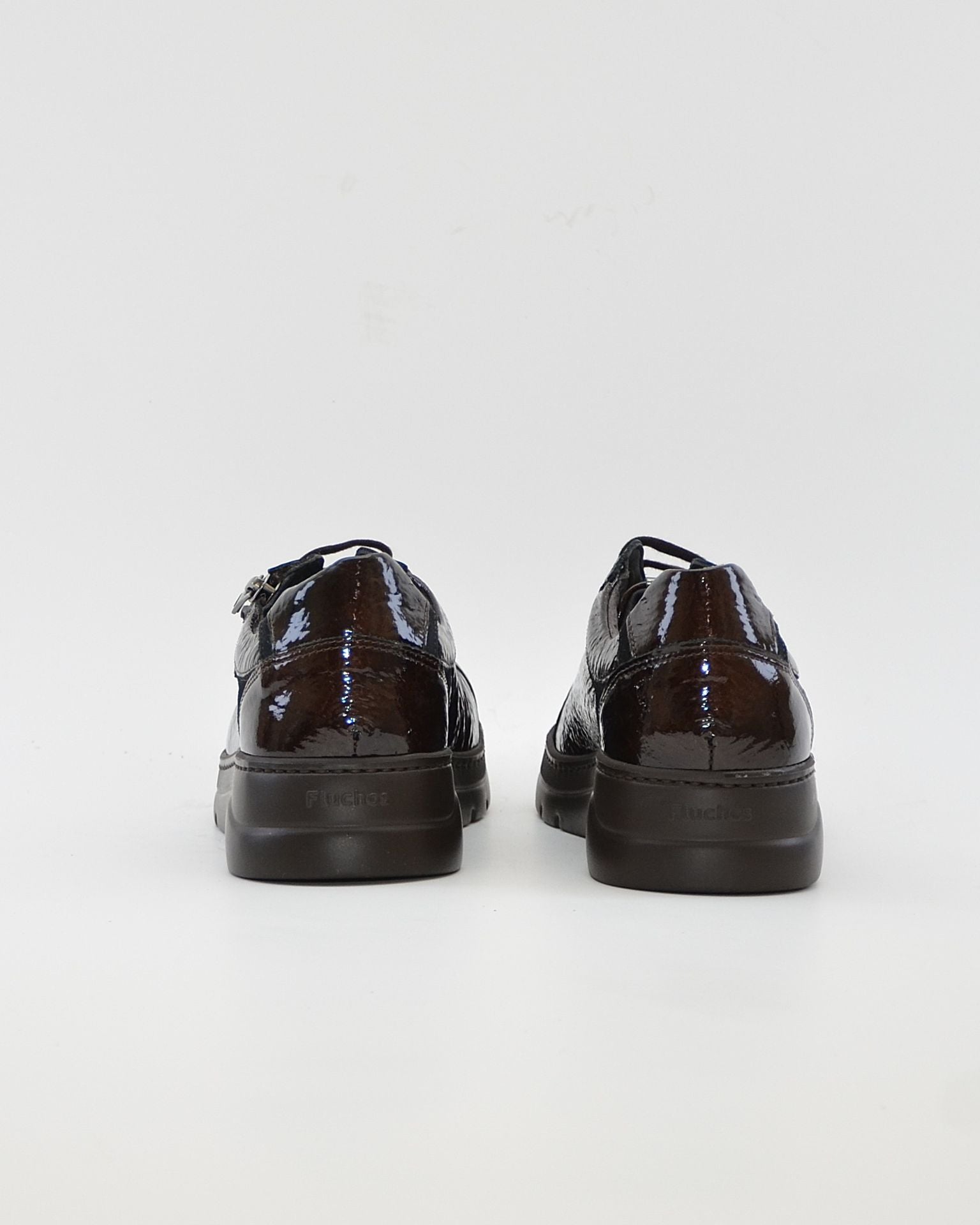 ZAPATO CASUAL MUJER PLANO FLUCHOS POMPASF1666 CHAROL CAFÉ