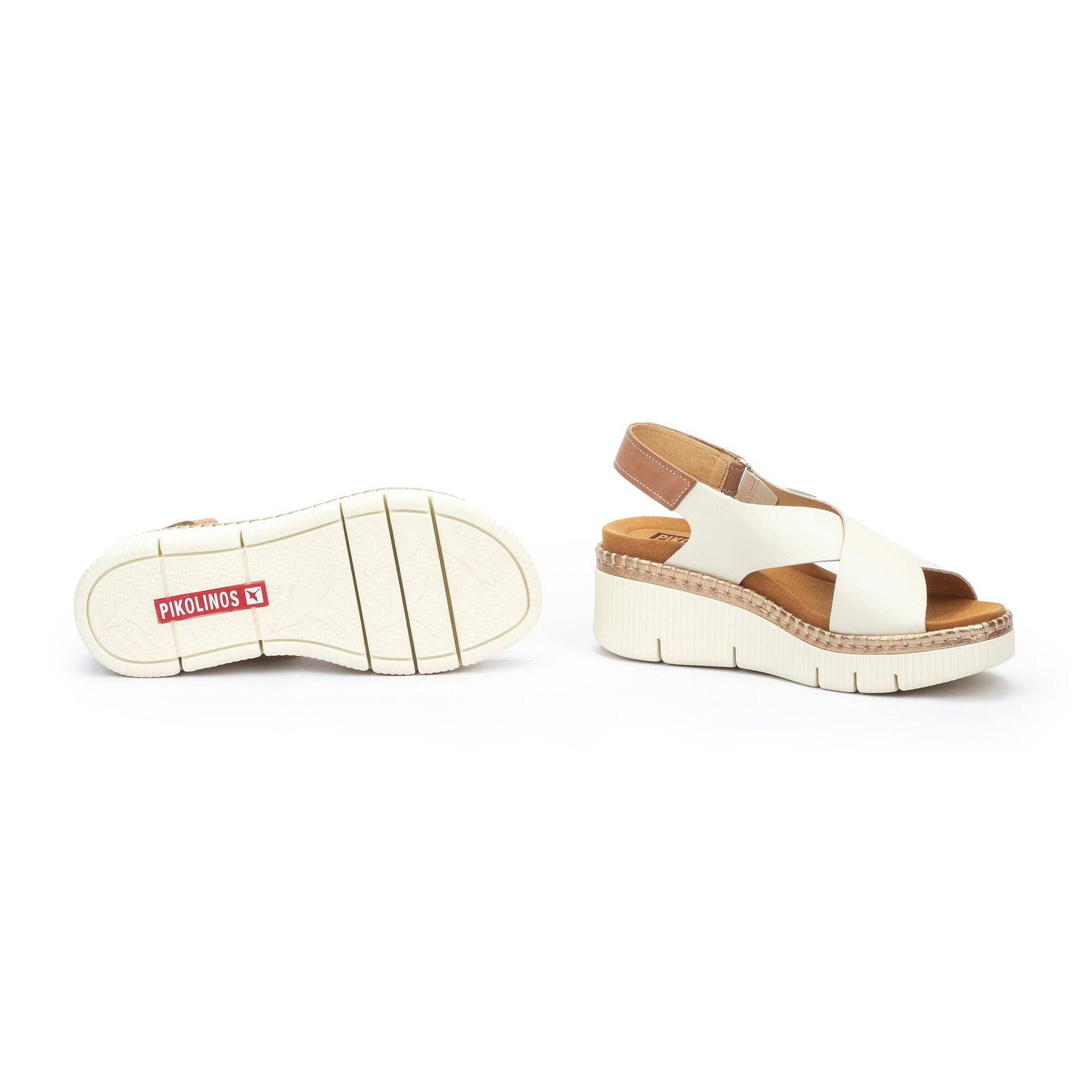 SANDALIA MUJER TIRAS CRUZADAS COLOR BLANCO ROTO PIKOLINOS W0K-0606C1 NATA