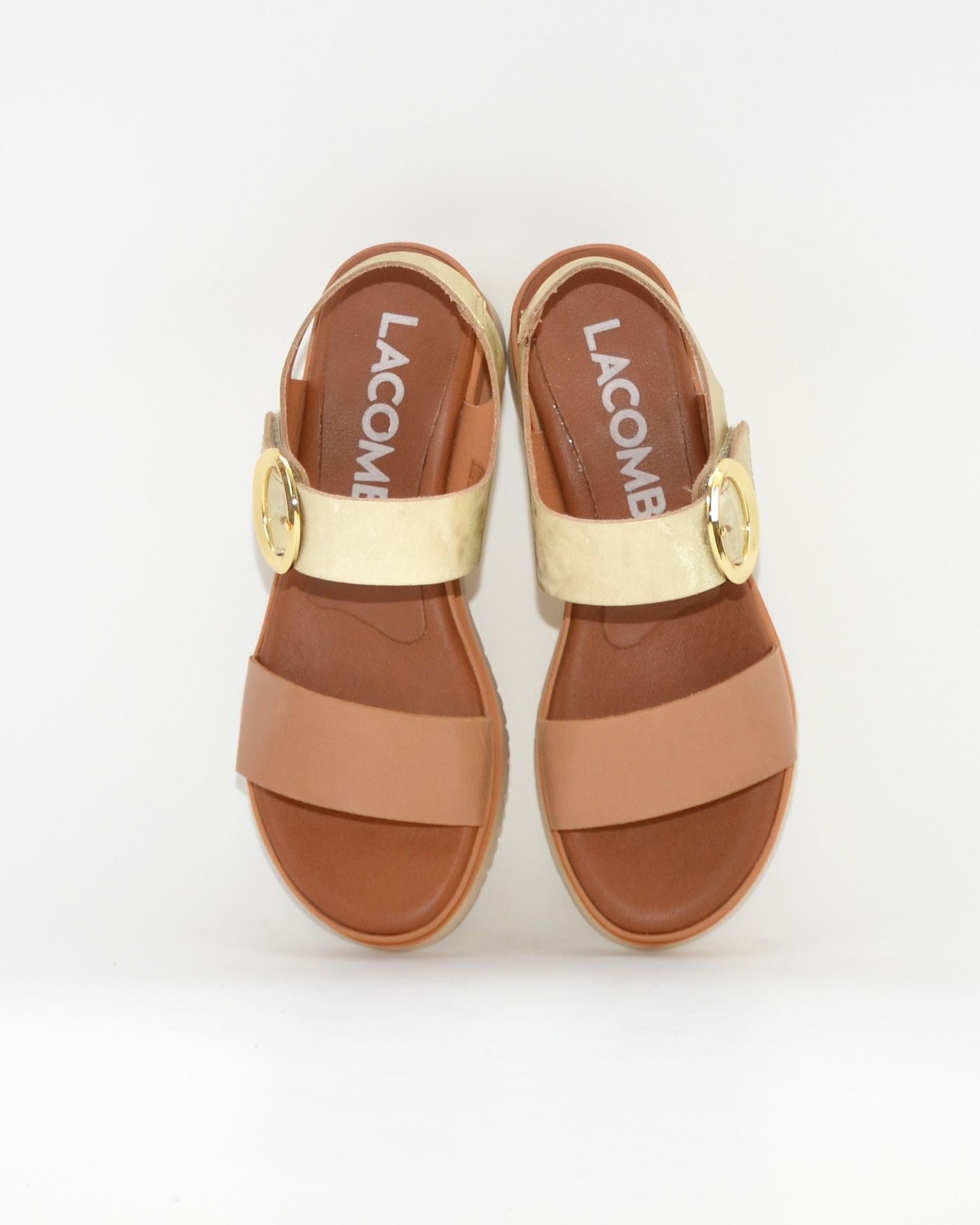 SANDALIA CUÑA MUJER PIEL COMBI CUERO ORO LACOMBA GENTIAN
