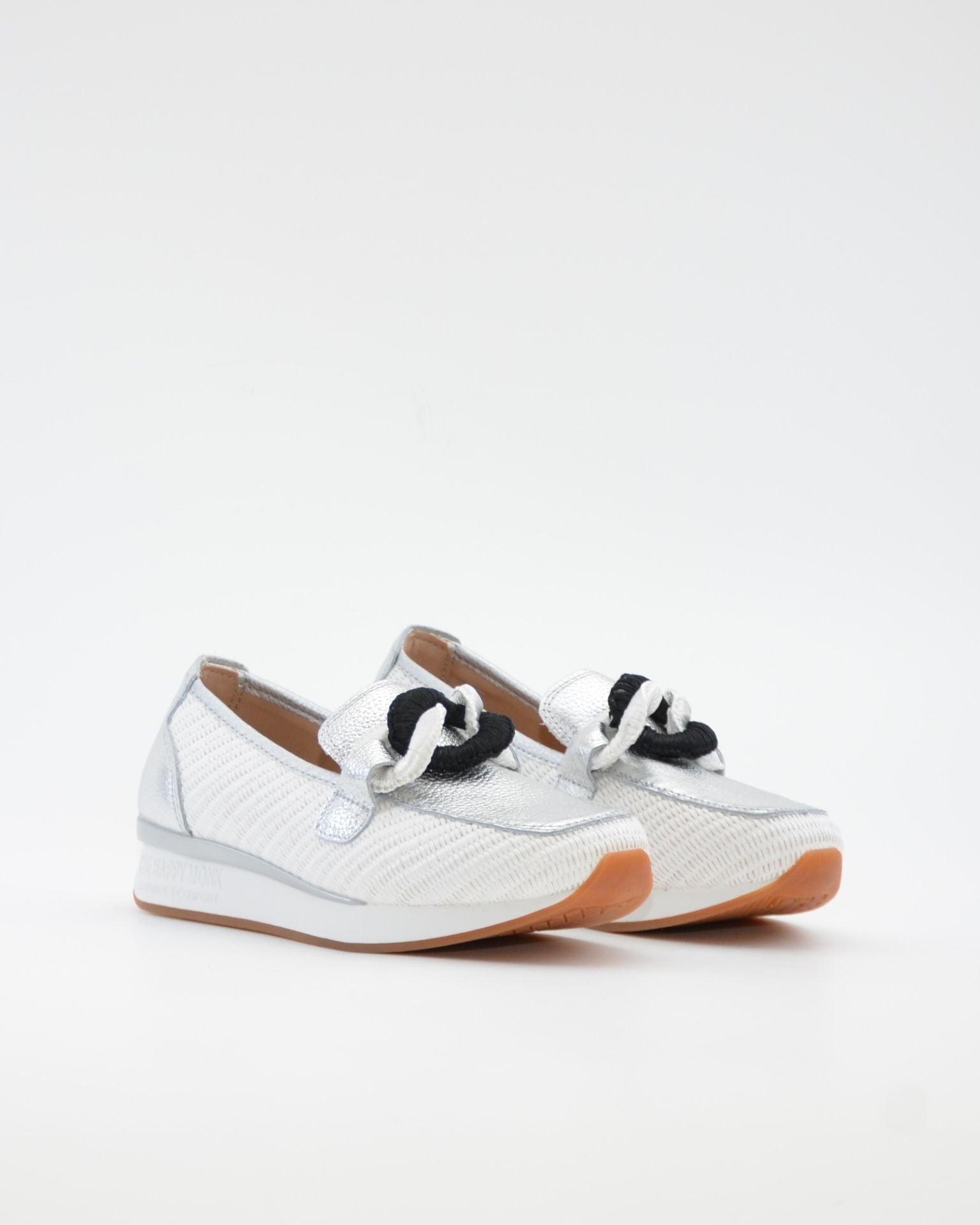 MOCASIN DEPORTIVO MUJER RAFIA BLANCO PLATA ADORNO CADENA THE HAPPY MONK VANITY 011