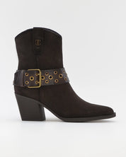 BOTÍN COWBOY MUJER MARRON CHOCOLATE HEBILLA Y TALLAS BRONCE CARMELA 164132