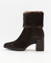 BOTIN TACON MUJER SERRAJE MARRON CHOCOLATE CON PELO WONDERS L-1605 TESTA