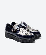 ZAPATO MUJER HEBILLA CHAROL AZUL ANIMAL PRINT LACOMBA MEDINILA