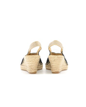 ALPARGATA DE CUÑA MUJER COLOR NEGRO ADORNO TIRA ESPIGA LINO 333016