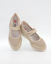 MERCEDES MUJER DE CORTE DEPORTIVO CON CUÑA Y VELCRO TREINTAS L4570 BEIGE