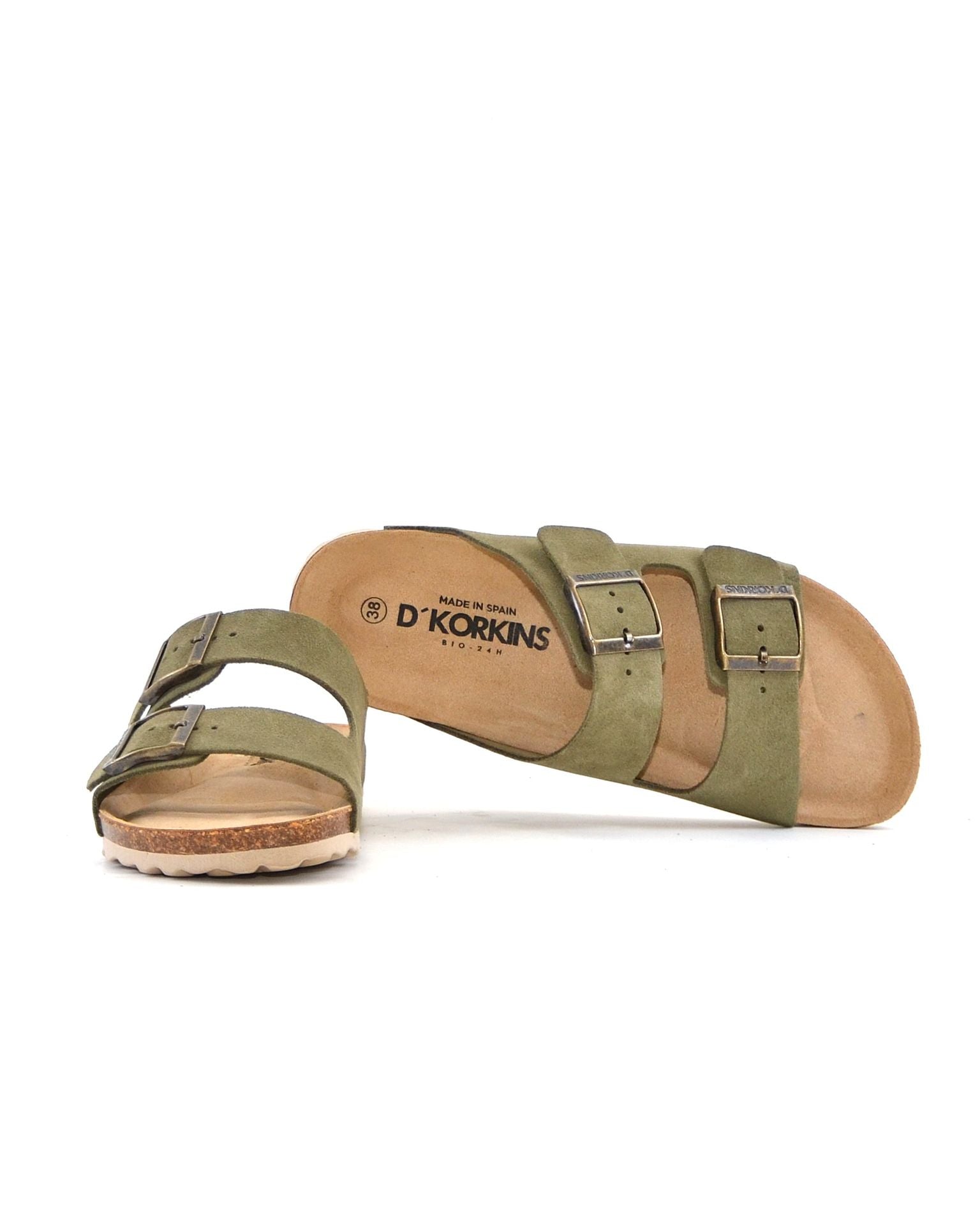 SANDALIA BIO MUJER DOS HEBILLAS D´KORKINS PARIS SERRAJE KAKI