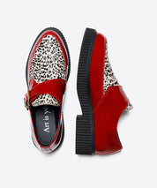 ZAPATO MUJER HEBILLA CHAROL ROJO ANIMAL PRINT LACOMBA ANEMONE