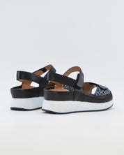 SANDALIA PLANTILLA EXTRAIBLE MUJER TRES VELCROS ANCHO ESPECIAL COLOR NEGRO PIE SANTO 260422