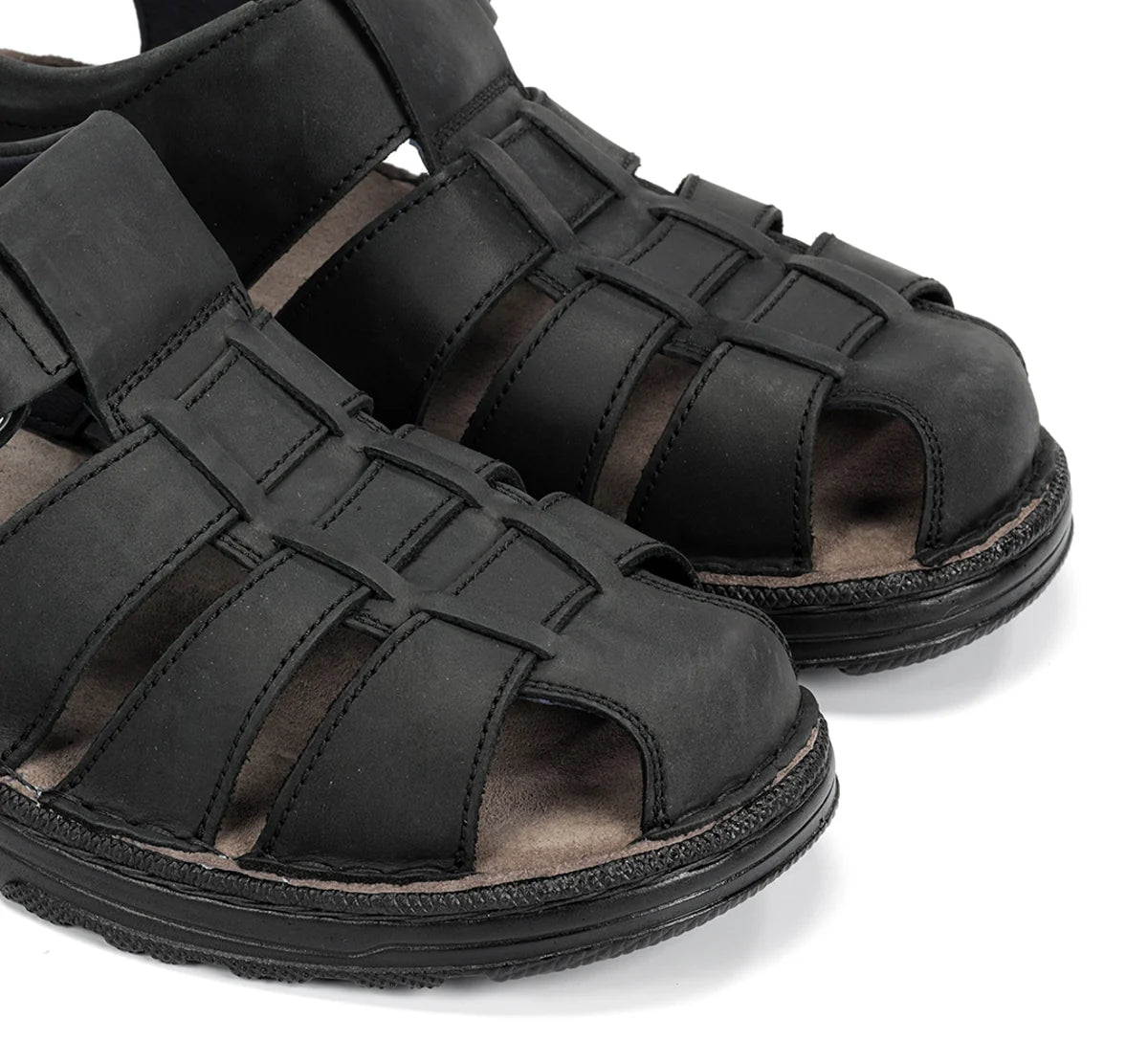 SANDALIA HOMBRE CERRADA COLOR NEGRO CIERRE DE VELCRO FLUCHOS AZORES F2198