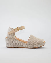 SANDALIA CON CUÑA MUJER PLANTA ACOLCHADA RAFIA NATURAL PITILLOS 11260