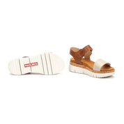 SANDALIA CON VELCRO BICOLOR MARFIL Y CUERO PLANTILLA EXTRAIBLE PIKOLINOS W4N-0940C1
