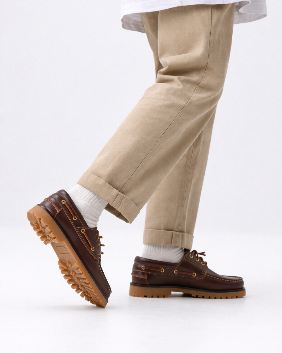 NAUTICO HOMBRE COLOR MARRON SEAHORSE PISO DE GOMA COSIDO