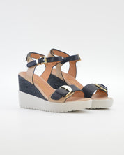 SANDALIA CUÑA MUJER STONEFLY ADORNO HEBILLA COMBI MARINO BLANCO 222301 EGC