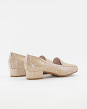 ZAPATO MOCASIN MUJER TACON BAJO COLOR BEIGE METALIZADO D CHICAS 1021 FLORES