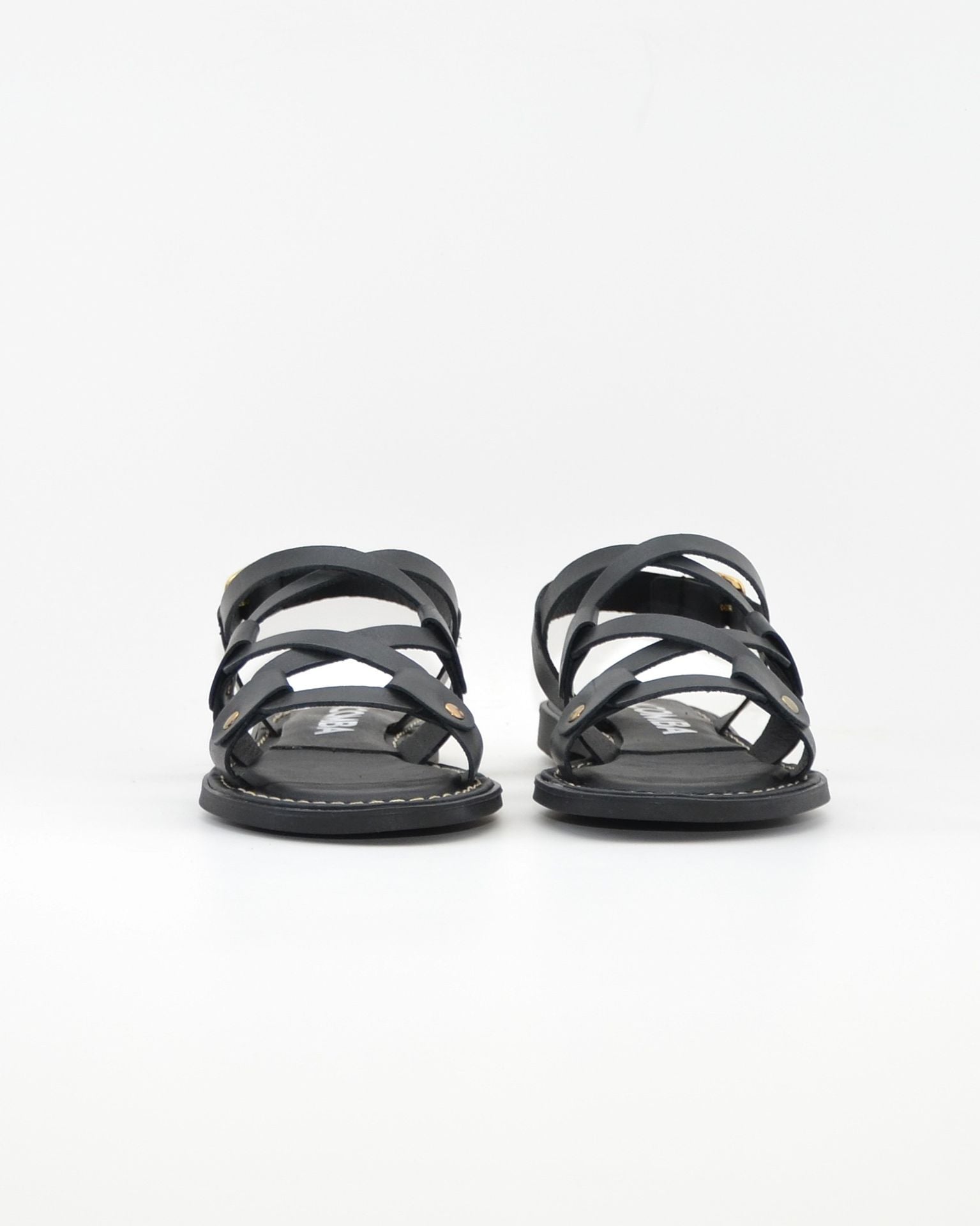 SANDALIA MUJER PLANA PIEL COLOR NEGRO TACHAS LACOMBA BOUGAIN