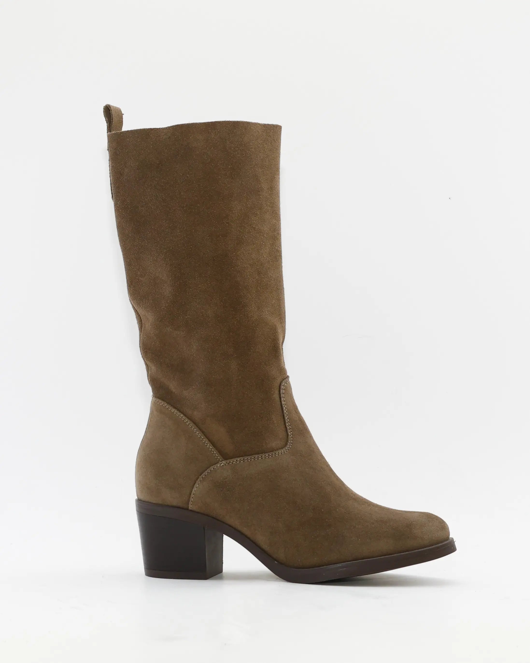 BOTA MUJER CAMPERA SERRAJE TAUPE TACON ANCHO KAOLA 4760