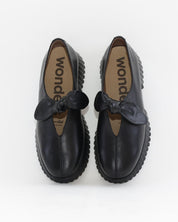 ZAPATO MUJER ESCOTADO ADORNO LAZO ANUDADO WONDERS A-4421 VELVET NEGRO