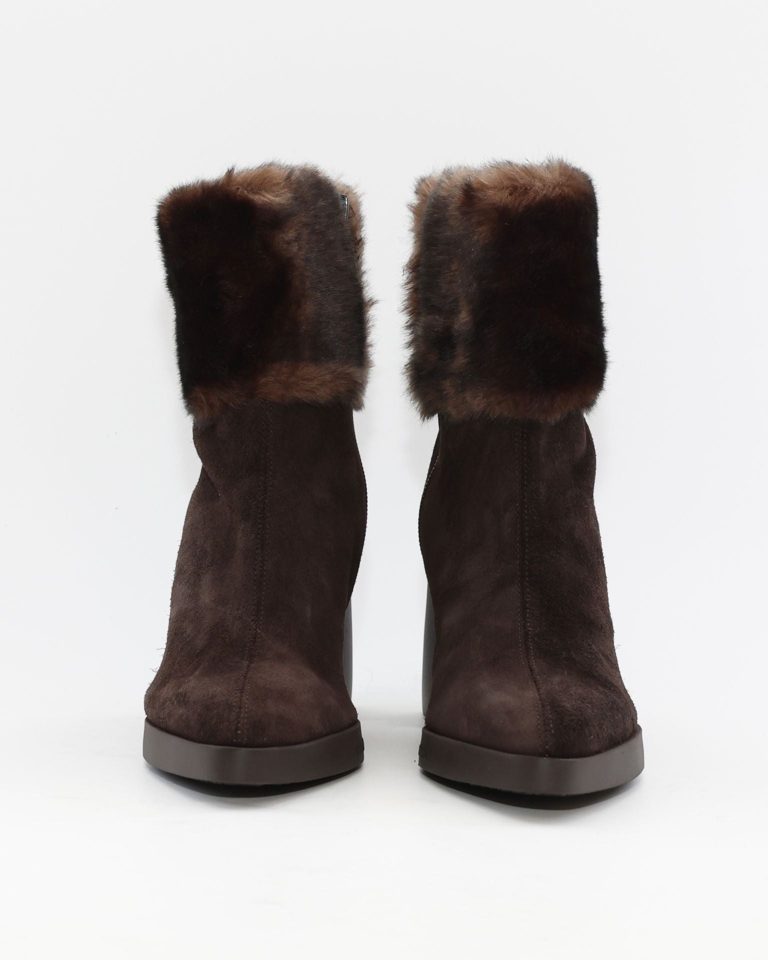 BOTIN TACON MUJER SERRAJE MARRON CHOCOLATE CON PELO WONDERS L-1605 TESTA