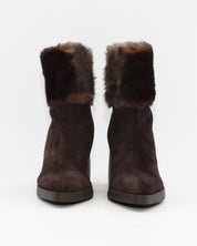 BOTIN TACON MUJER SERRAJE MARRON CHOCOLATE CON PELO WONDERS L-1605 TESTA