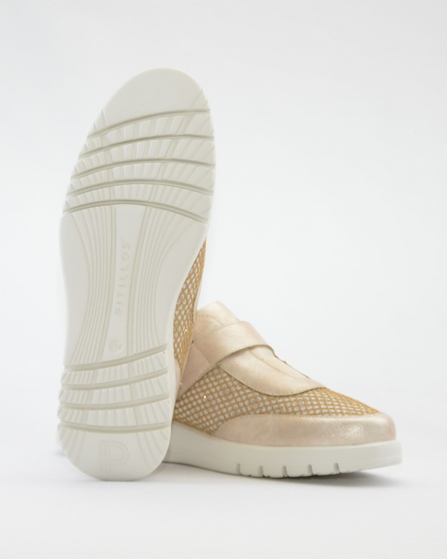 ZAPATO CASUAL MUJER CON VELCRO PITILLOS 20303 DORADO PLANTILLA EXTRAÍBLE