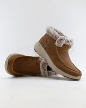 BOTIN PLANO MUJER FORRADO CON PELO SKECHERS BEIGE 144221 CSNT
